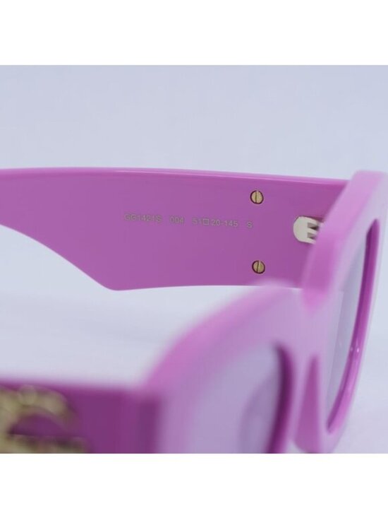 Gucci GG1421S 004 Sunglasses Pink Geometric Frame, Pink Magenta Lenses main image 4